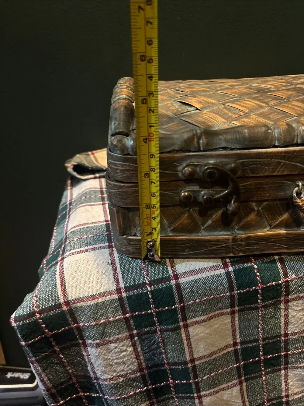 Woven Rattan Vintage Decorative Storage Box - Brown with Patina